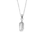 Lightweight Sterling Silver Leaf Necklace / Cubic Zirconia Drop Necklace