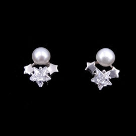 Shell Pearl Hanging Silver 925 Earrings Sapphire CZ / Women Accessories