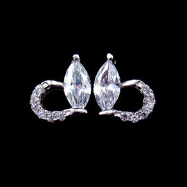 Star Shape Silver Cubic Zirconia Earrings Pure 925 Silver Custom Color